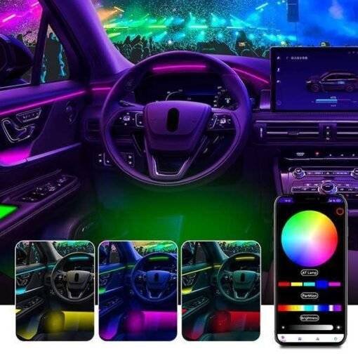 App Control Car Ambient RGB Led Light Strip Interior 20 in 1 Acrylic 64 Colors Light for Car Decoration Atmosphere Lamp