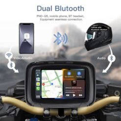 5 Inch Portable GPS Navigation for Motorcycle with Apple Carplay & Wireless Android Auto Waterproof IPX7
