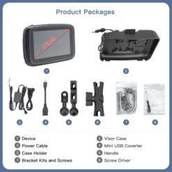 5 Inch Portable GPS Navigation for Motorcycle with Apple Carplay & Wireless Android Auto Waterproof IPX7