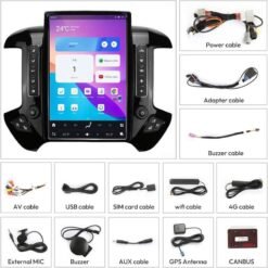 Android Car Head Unit for Chevrolet Silverado GMC Sierra 2014-2019 T-style with Wireless CarPlay and Android Auto