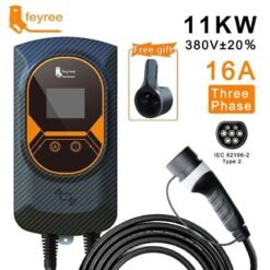 Alternative view of EV Charger Type2 32A EVSE Wallbox with IEC62196-2 Adapter 7.6KW Wallmount Charging Station 5m Cable for Electric Vehicle