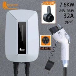 Alternative view of EV Charger Type2 Plug EVSE Wallbox 32A 7KW IEC62196-2 Socket 1 Phase 5m Cable Wallmount Charging Station for Electric Car