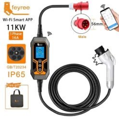Alternative view of GB/T EV Charger 32A 7KW 1Phase APP Bluetooth Version EVSE 11KW 16A 3Phase Cable 5m CEE Plug for Electric Vehicle