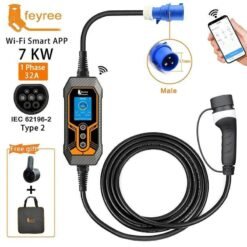 Alternative view of Portable EV Charger Type2 32A 7KW EVSE Wi-Fi APP Control Adjustable Current Smart Timing Charging for Home & Outdoor Use