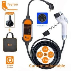Alternative view of Portable EV Charger Wallbox 16A Type1 j1772 Charging Cable Type2 Cord IEC62196 Schuko Plug Electric Car Charging Station