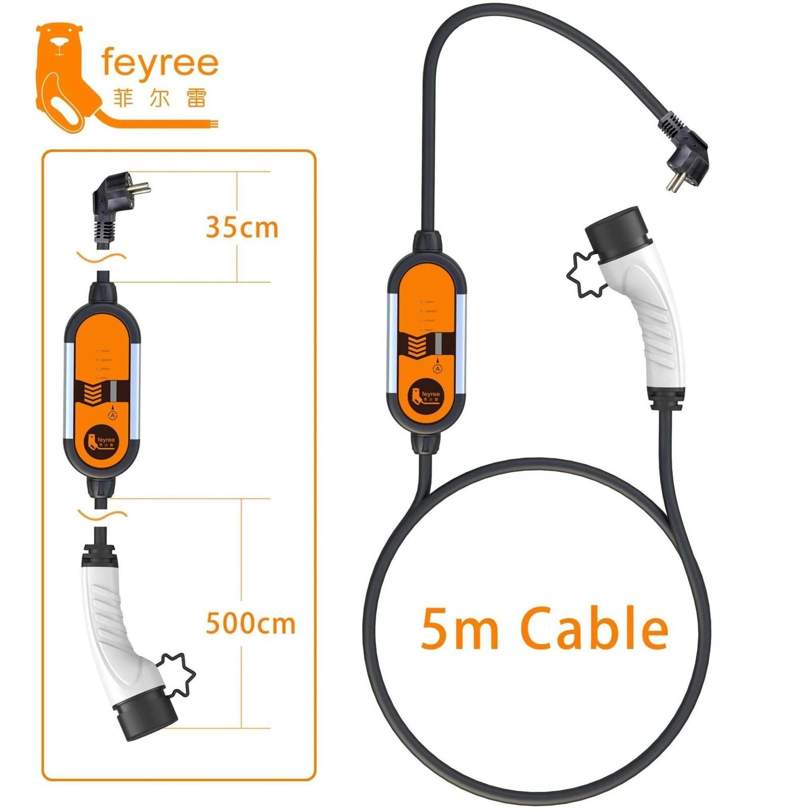 Portable EV Charger Wallbox 16A Type1 j1772 Charging Cable Type2 Cord IEC62196 Schuko Plug Electric Car Charging Station - Image 3