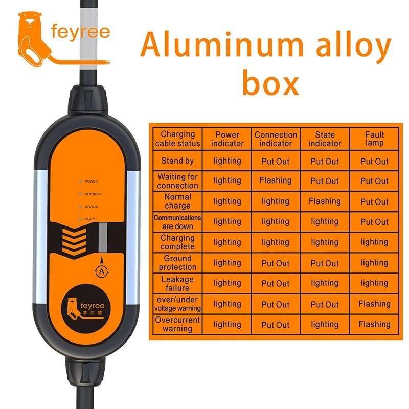 Portable EV Charger Wallbox 16A Type1 j1772 Charging Cable Type2 Cord IEC62196 Schuko Plug Electric Car Charging Station - Image 4