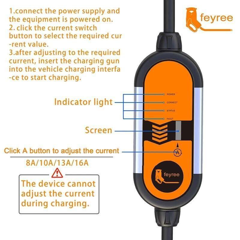 Portable EV Charger Wallbox 16A Type1 j1772 Charging Cable Type2 Cord IEC62196 Schuko Plug Electric Car Charging Station - Image 6