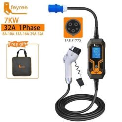 Alternative view of EV Charger Wallbox Type2 Cable 32A 7KW with CEE Plug EVSE Type1 Charging Box j1772 Portable Adapter for Electric Vehicle