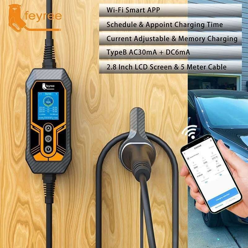 Type 2 EV Charger 11KW 16A 3 Phase Wi-Fi APP Bluetooth Version EVSE Charging Cable 5m CEE Plug for Electric Car - Image 2