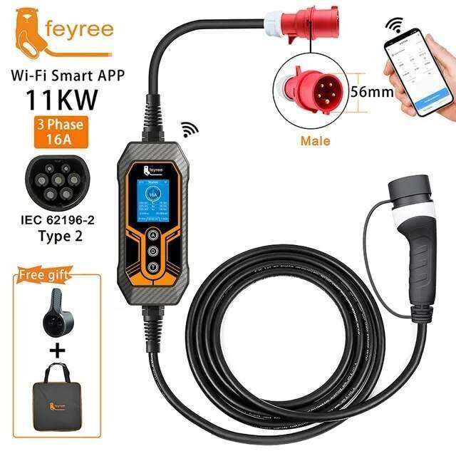 Type 2 EV Charger 11KW 16A 3 Phase Wi-Fi APP Bluetooth Version EVSE Charging Cable 5m CEE Plug for Electric Car - Image 5