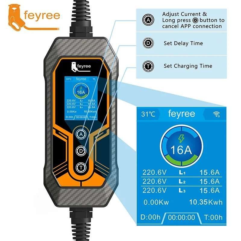 Type 2 EV Charger 11KW 16A 3 Phase Wi-Fi APP Bluetooth Version EVSE Charging Cable 5m CEE Plug for Electric Car - Image 7