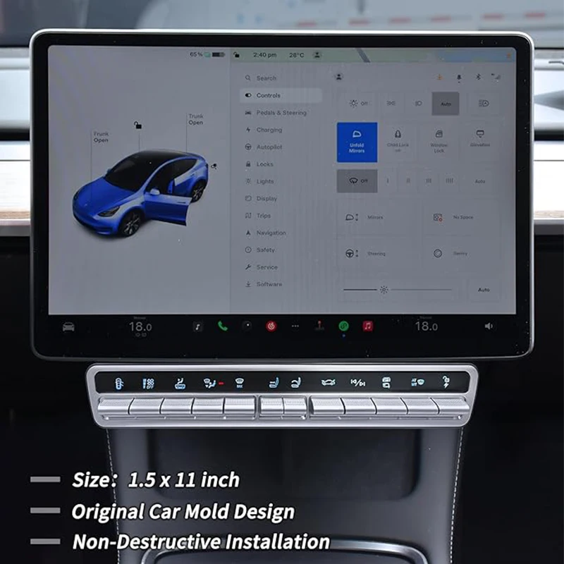Physical Buttons for Tesla Model 3 Y 2016-2024 Shortcut Smart Control Bar Multi Function Panel
