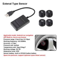 USB TPMS Tire Pressure Monitoring System for Android Car Radio GPS