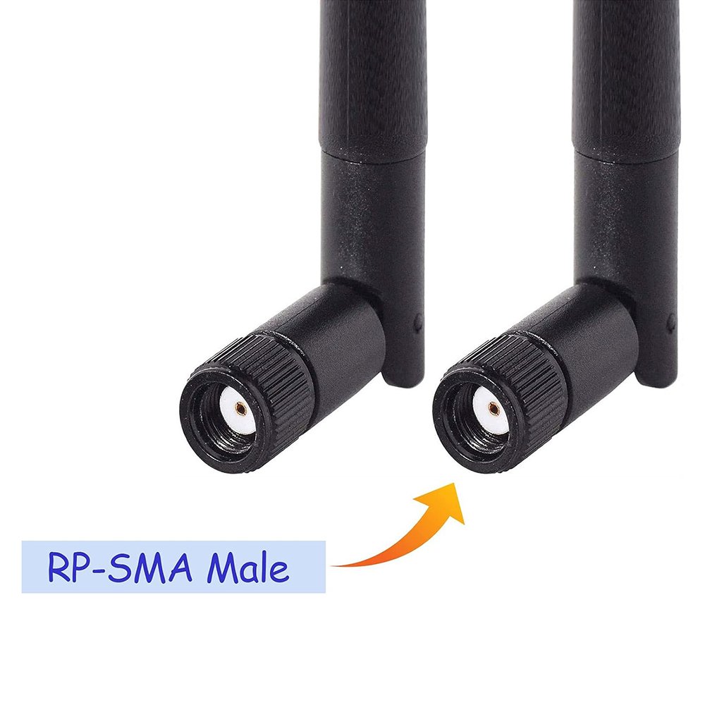 Dual Band WiFi Antenna 2.4GHz/5GHz RP-SMA Male 3dBi MIMO (2-Pack) for Routers, USB Adapters, IP Cameras & Wireless Security Systems