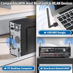 Dual Band WiFi Antenna 2.4GHz/5GHz RP-SMA Male 3dBi MIMO (2-Pack) for Routers, USB Adapters, IP Cameras & Wireless Security Systems