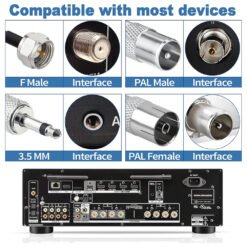 FM Radio Dipole Antenna for Stereo Receiver – Compatible with Pioneer, Onkyo, Yamaha, Marantz, Bose Wave & Home Theater Systems