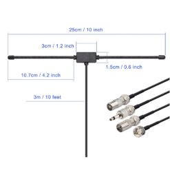 FM Radio Dipole Antenna for Stereo Receiver – Compatible with Pioneer, Onkyo, Yamaha, Marantz, Bose Wave & Home Theater Systems