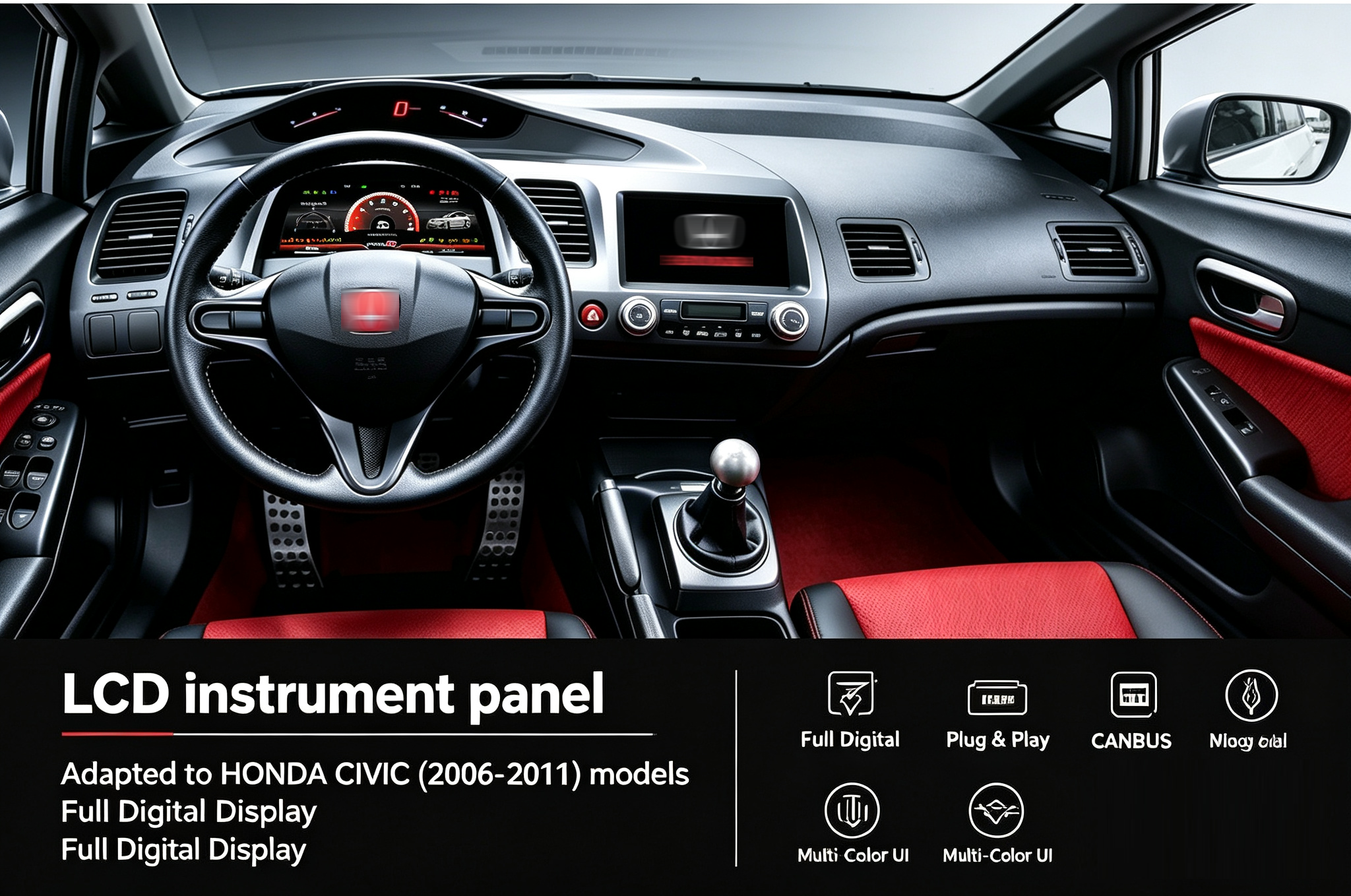 Cuadro de instrumentos digital para Honda Civic 8.ª generación 2006-2011 8